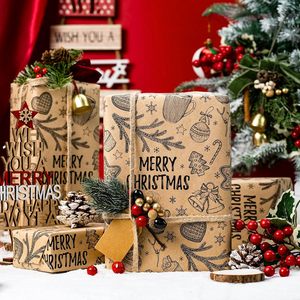 Christmas Wrapping <b>Paper</b> Kraft Wrapping <b>Paper</b> Cute cup with snowflake Christmas tree and bell <b>pattern</b> wrapping <b>paper</b> - Product Image 1