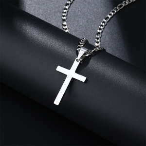 Hombres Clásico Deslustre Libre Joyería Religiosa Acero Inoxidable Fe Cruz Colgante Collares - Product Image 1