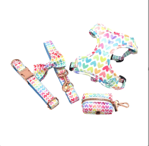 Coleira e Guia para Animais de Estimação com Design de Coração, Segurança para Pets, Personalização de Nome, Conjunto para Todas as Estações - Product Image 1