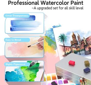 XinyiArt pieghevole artisti professionisti viaggio solido acquerello Set di colori 100 arte pigmento torta <span class=keywords><strong>con</strong></span> pennello ad acqua matita - Product Image 2