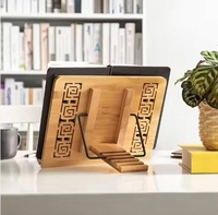 Support de lecture réglable et pliable en bambou naturel avec pinces de maintien des pages, plateau de cuisine pour livres de recettes, idéal pour bureau et étude