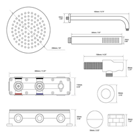Ensemble de douche encastré tout cuivre brossé, style pluie, chaud et froid, finition or rose, pour la maison