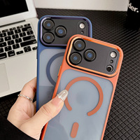 Coque de téléphone avec cadre métallique pour appareil photo, anneau magnétique transparent en PC, compatible avec la recharge sans fil pour iPhone 12 13 14 15 16 17 Pro Max