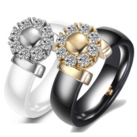 Modellen minimalistische keramische zwart-witte zirkoon ringen voor koppels, Valentijnsdag cadeau, groothandel