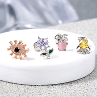 Topash – boucles d'oreilles en acier inoxydable avec Zircon transparent, anneaux de Cartilage helix daith tragus, clous d'oreilles, bijoux de Piercing pour le corps