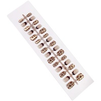 Patchs de manucure tendance, style chic et cool, imprimé léopard français, effet œil de chat, forme amande, ongles à presser, vente en gros pour les jeunes femmes