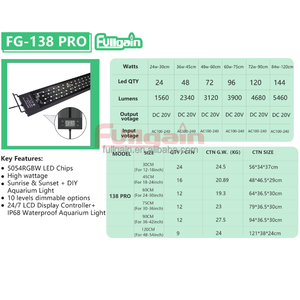 FULLGAIN FG138PRO nouveau produit en alliage d'aluminium 5054 WRGB spectre complet planté élèvent la lumière d'<span class=keywords><strong>aquarium</strong></span> haute puissance lumière de réservoir de poissons - Product Image 5
