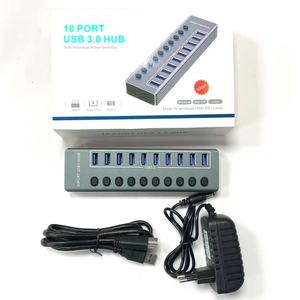 Boîtier métallique de l'interrupteur d'alimentation indépendant le plus vendu du fabricant <span class=keywords><strong>10PORT</strong></span> USB 3.0 <span class=keywords><strong>HUB</strong></span> - Product Image 1