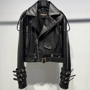 Nuova Giacca in Pelle con Cintura Primavera 2025, Cappotto in Vera Pelle di Pecora per Donna, Giacca in Pelle Verniciata Rosa Brillante - Product Image 5