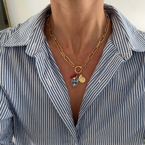 Tự làm thời trang vòng cổ với 18K mạ vàng thép không gỉ mùa xuân clasp, mở-vòng ngọc trai pin, và có thể tháo rời liên kết chuỗi - Product Image 4