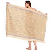 Sarung Katun Cetak Tangan Warna Kuning Mustard untuk Wanita, Penutup Bikini Ringan, Pakaian Musim Panas