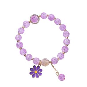 Pulsera de aleación con perlas y diseño de margarita de dibujos animados, con esmalte de colores, estilo fresco y dulce, para estudiantes y como regalo para novias en aniversarios - Product Image 4