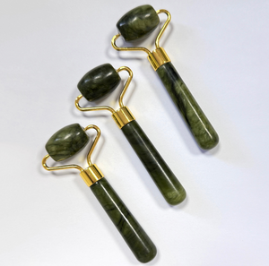 mini size natural dark green xiuyan <b>Jade</b> <b>roller</b> massager for eyes and face - Product Image 6