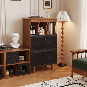 Vintage Ash Wood Four <b>Drawer</b> Chest Storage Cabinet Bedroom Living Room Sideboard - Product Image 4
