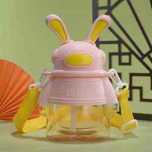 Vaso de Plástico con Diseño de Conejo de Dibujos Animados, Gran Capacidad, Correa Portátil, Botella de Agua para Adultos, Resistente a Caídas y Altas Temperaturas, con Resorte - Product Image 2