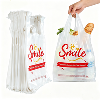 Sacs en plastique écologiques personnalisés avec logo, sacs de remerciement, emballage pour supermarchés et épiceries, sacs en forme de T-shirt