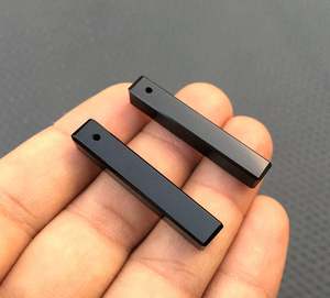 Belles perles de Briolette en Onyx noir naturel, en vrac, en forme de crayon lisse, pour la fabrication de colliers et de breloques, 2 pièces - Product Image 3