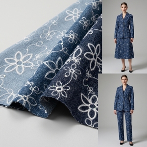 Tela vaquera jacquard de mezcla de <span class=keywords><strong>lyocell</strong></span> bordada con cuentas de pétalos de estrella estilo chino, de 10 milésimas de grosor, con acabado suave y duradero, de gran venta. - Product Image 5