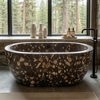 Baignoire en terrazzo artificiel de haute qualité, couleur marron, fabriquée directement par YDSTONE, pour hôtel, villa, salle de bain, meuble-lavabo