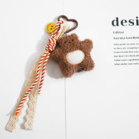 Porte-clés Léger en Peluche Étoile Ours en Peluche Frangé, Accessoire de Sac Dessin Animé Mignon pour Couple
