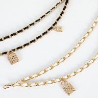 Chaîne de taille tressée tendance pour femme, style vintage, double couche, réglable, en PU et alliage, ceinture décorative pour robe et pendentif de sac