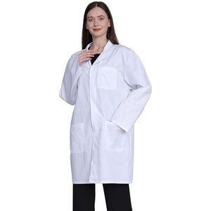 Blouse <span class=keywords><strong>de</strong></span> laboratoire unisexe à manches longues en mélange <span class=keywords><strong>de</strong></span> coton pour étudiants en médecine, chimie, biologie, scientifiques, médecins et infirmières, blanche - Product Image 5