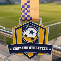 Zilverkleurige metalen zinklegering 3D emaille voetbal/voetbalmedailles fabrikant op maat gemaakte voetbalmedailles voor atleten souvenirs