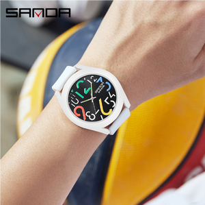 SANDA 9021 nuovo modello di orologio al quarzo per studenti in Silicone removibile con cinturino da <span class=keywords><strong>donna</strong></span> al quarzo orologio da polso semplice - Product Image 3