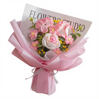 Cadeau d'anniversaire, bouquet de œillets en laine tricotée, rose éternelle tissée à la main, fleur artificielle, Chine