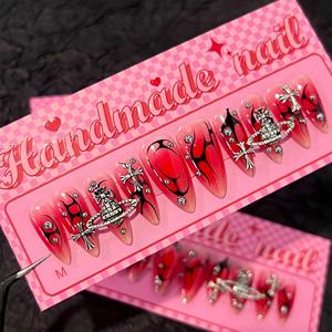 10 pièces haut de gamme flamme et planète tasse conception nail art forme d'amande acrylique presse sur les <span class=keywords><strong>ongles</strong></span> personnaliser <span class=keywords><strong>faux</strong></span> <span class=keywords><strong>ongles</strong></span> SP171 - Product Image 6