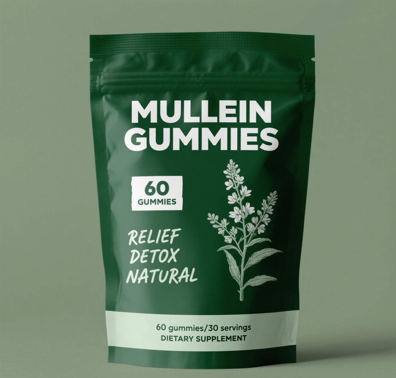 OEM Mullein Leaf Gummies 2000mg Mullein Leaf Extract Organic Mullein Herb Supplement for Lung Detox Digestive Immune Support