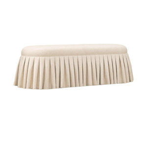 Banc ottoman vintage rectangulaire long et large en tissu plissé pour salon, tabouret à chaussures, pouf de salle de bain à vendre - Product Image 1