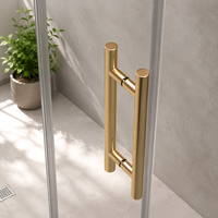 Cabine de douche d'angle sans cadre haut de gamme, porte coulissante en verre trempé de 8 mm, quincaillerie brossée, salle de bain d'hôtel de luxe