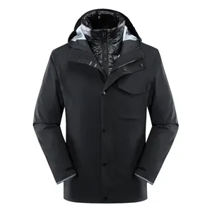 Custom Men Outdoor Mountains Snow Windbreaker Detachable Puffer Inner Tank Jacket Reflective Waterproof Winter Hooded Jacket