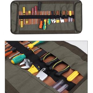 Brown <b>Portable</b> Roll up <b>bar</b> Canvas Foldable Tools Bag for for Electrician Plumber Carpenter Multi Purpose Storage Bag - Product Image 5
