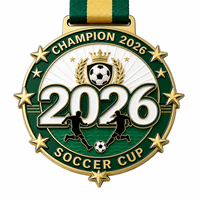 Medaglie Personalizzate Placcate in Oro per Campionati Mondiali di Calcio/Football, Design alla Moda in Metallo e Acrilico