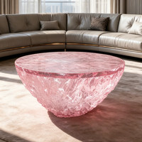 Table basse de luxe haut de gamme en résine époxy transparente, style moderne et minimaliste, pour salon ; Design tendance pour gîtes/hôtels