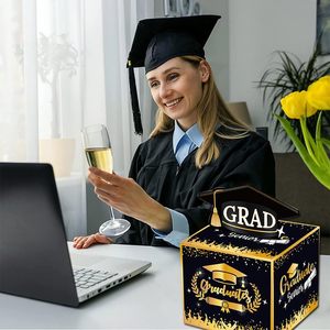 Boîte en carton DAMAI sur le thème noir et or pour la saison des diplômes, fournitures de décoration pour fête de remise de diplôme, décoration de fête de remise de diplôme - Product Image 3