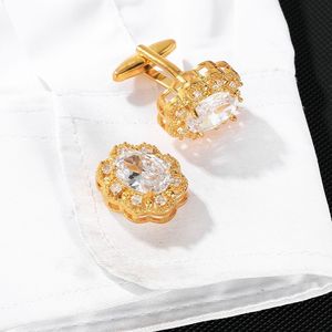 男性用カフスボタンジルコンラインストーンウェディングビジネスカフスボタンジュエリー男性用高級フレンチシャツカフスボタンファッション - Product Image 1