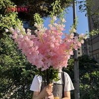 DC126 Fleurs artificielles les plus vendues, grandes fleurs artificielles réalistes de 120 cm, delphinium rose, bleu, blanc, fleurs artificielles pour mariage, vente en gros