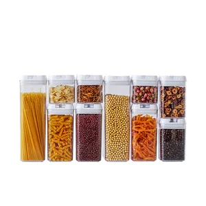 Kunden spezifisches Logo Kühlschrank Lebensmittel qualität BPA frei stapelbares Glas Kunststoff trockenes Getreide Getreide Medizin luftdicht Küche Lebensmittel behälter Set