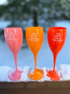 Unbreakable acrilico Champagne vetro di <span class=keywords><strong>plastica</strong></span> rosa bicchiere di vino tazza su misura Logo colore Design classico calice - Product Image 3
