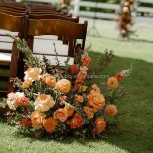 Décoration de mariage minimaliste, rangée de fleurs en soie couleur caramel de 60 cm pour allée de mariage, fleurs pour bal de mariage - Product Image 2