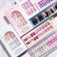 Uñas Postizas al por Mayor, Lindas, Color Pastel, Cortas, con Diseño de Estrella, para Arte de Uñas, Uñas Postizas para Salón de Belleza, Appuyer Sur Les Ongles