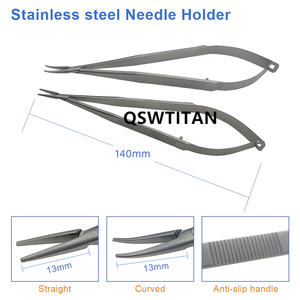 Pemegang jarum otomatis jarum pemegang jarum Forceps instrumen oftalmik lurus melengkung Titanium/baja tahan karat - Product Image 2