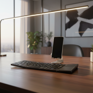 Clavier Bluetooth pliable personnalisé à trois volets AZERTY, clavier sans fil pliable rechargeable portable avec pavé tactile - Product Image 1