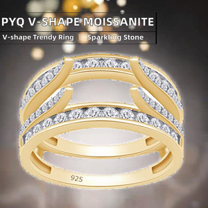 แหวนมอสซาไนต์ทรงวีสำหรับผู้หญิง PYQ ตัวเรือนเงินแท้ S925 รับรองโดย GRA ขายส่งจากโรงงานและจัดจำหน่ายสำหรับการค้าขายสด - Product Image 2