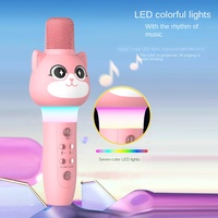 Nouvel arrivage Portable Mini Home KTV Karaoké Haut-parleur Microphone sans fil dynamique avec lumière LED Audio Bluetooth pour micro pour enfants