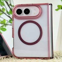 Étui magnétique intégré pour iPhone Duo Fold, hybride, dos transparent en acrylique, coque rigide en PC, impression de logo personnalisée, vente en gros