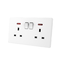 Sirod T10 Series estándar británico ultradelgado Color blanco 1 Gang 5 pines multifunción enchufe conmutado de pared eléctrico para el hogar